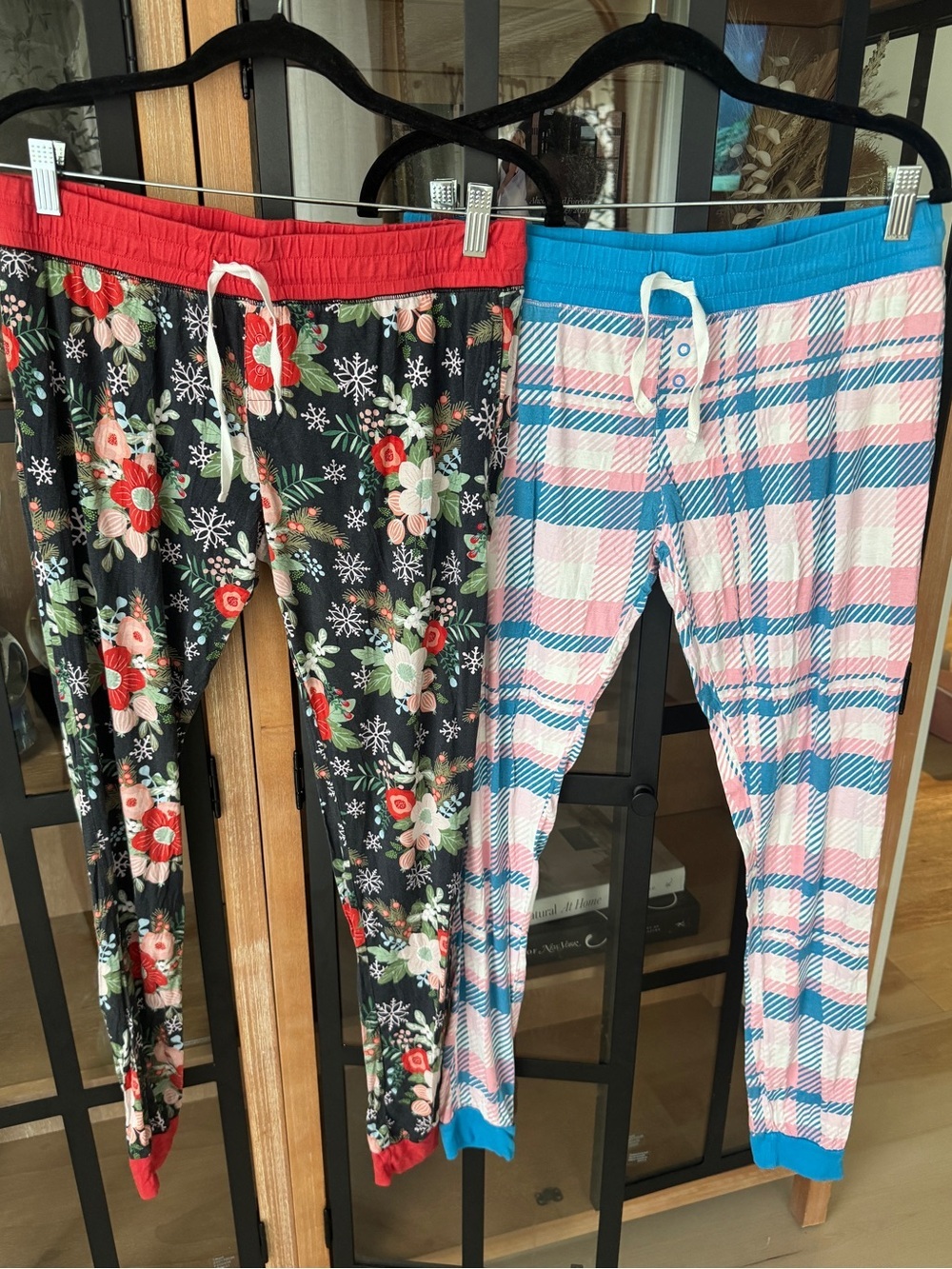 Little Sleepies bundle adult pajamas pants bamboo joggers rosey plaid poinsettia